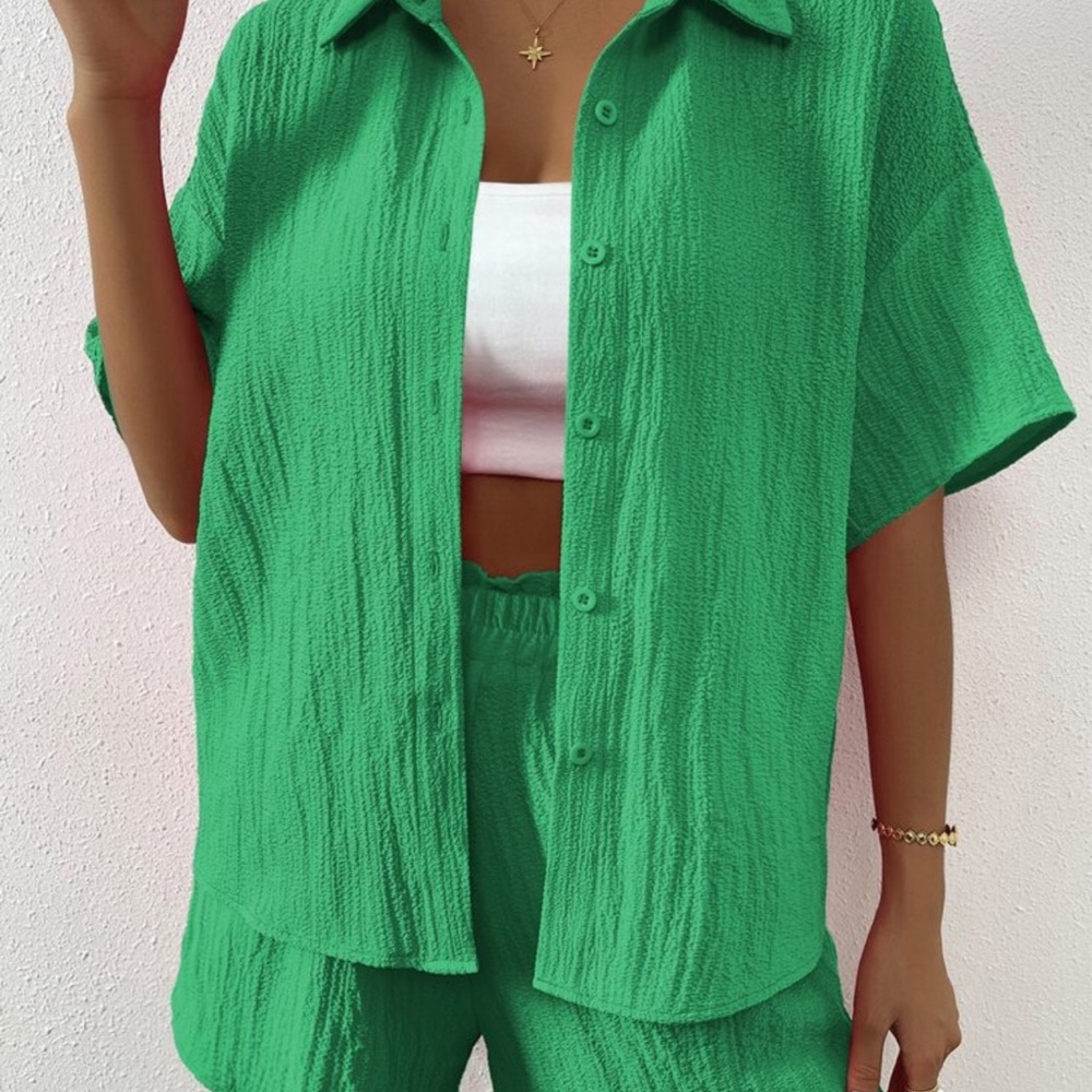 SHEIN Green Shirt & Short Set